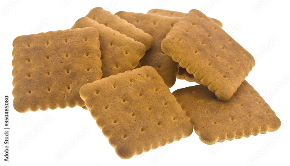 A pile of cookies isolated on a white background close-up. A pile of cookies isolated on a white background close-up.