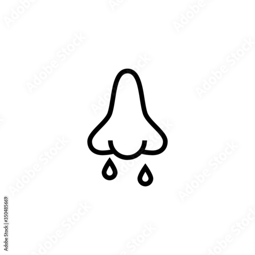 runny nose in linear, outline icon isolated on white background