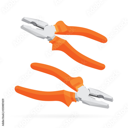 Pliers. Pliers realistic isometric flat style vector illustrations set. 