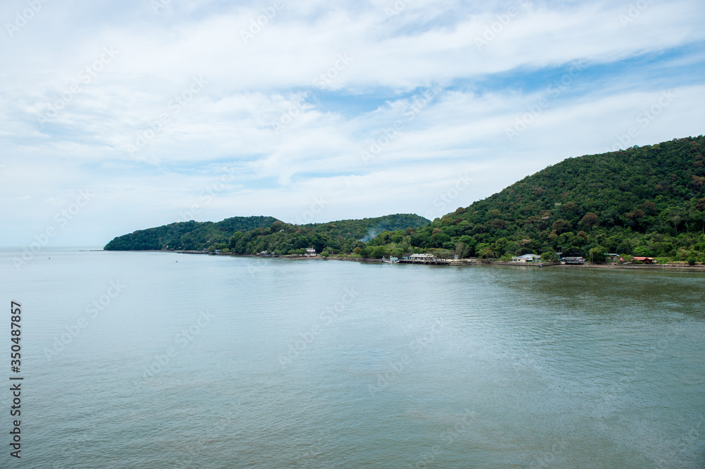Landscape of mountain and sea with cloud sky Landscape of mountain and sea with cloud sky