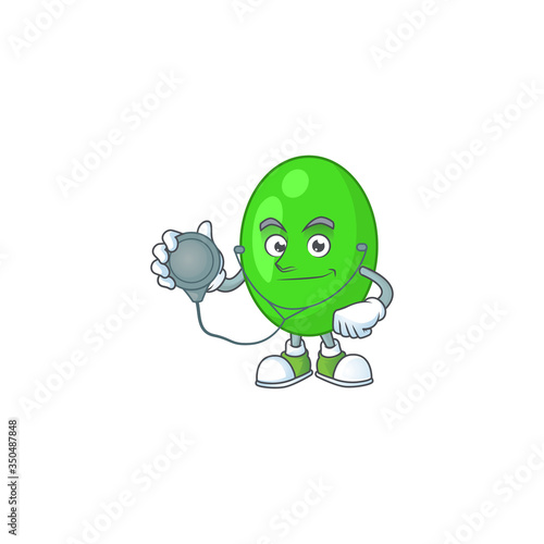 Cartoon character of tetrad dedicated Doctor Work with stethoscope