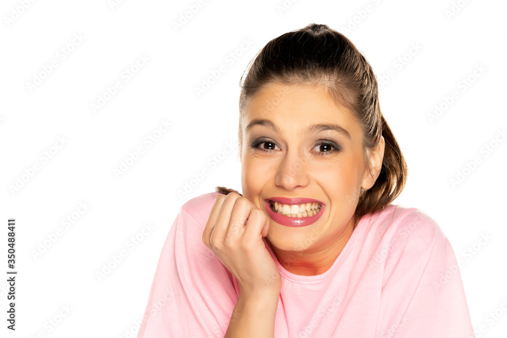 Portrait of young ashamed woman with makeup Portrait of young ashamed woman with makeup