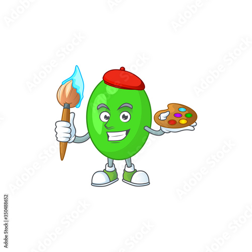 creative Artist of tetrad cartoon character painting using a brush