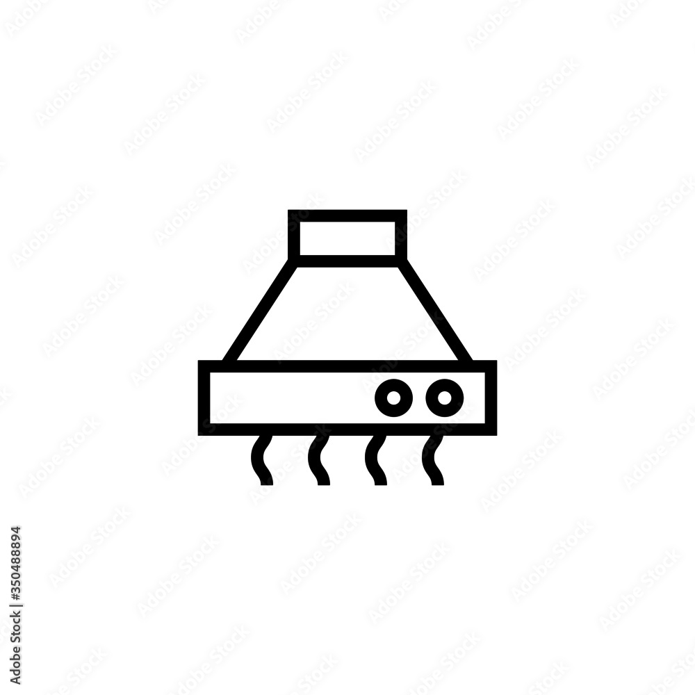 Stove hood icon in linear, outline icon isolated on white background Stove hood icon in linear, outline icon isolated on white background
