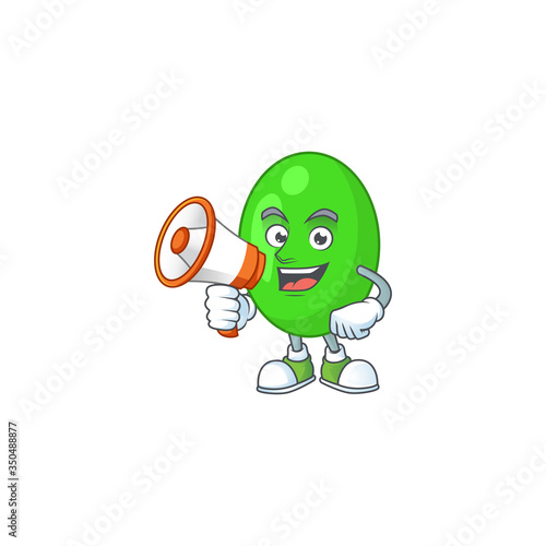 An image of tetrad cartoon design style with a megaphone