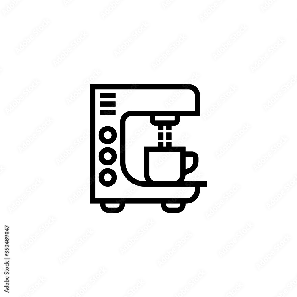 Coffee machine icon in linear, outline icon isolated on white background Coffee machine icon in linear, outline icon isolated on white background
