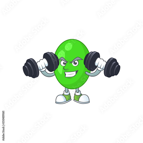 Caricature picture of tetrad exercising with barbells on gym