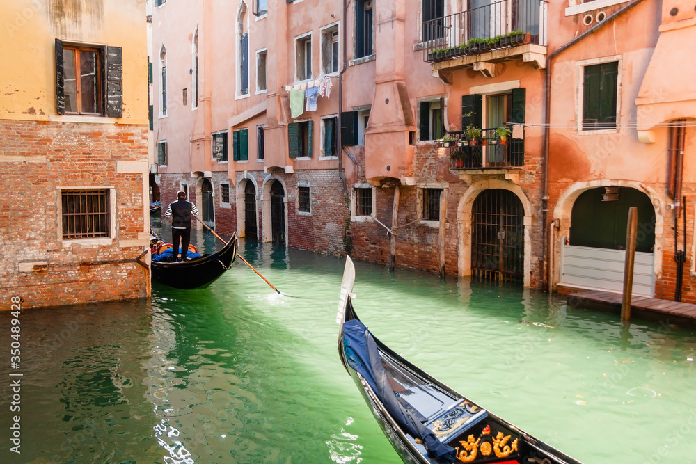Gondola boats on the Canals of Venice, Italy