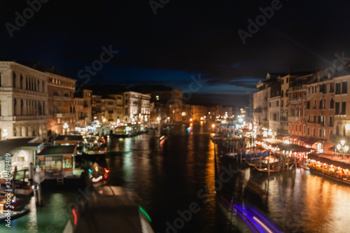 Night panorama of the canals of Venice  Italy