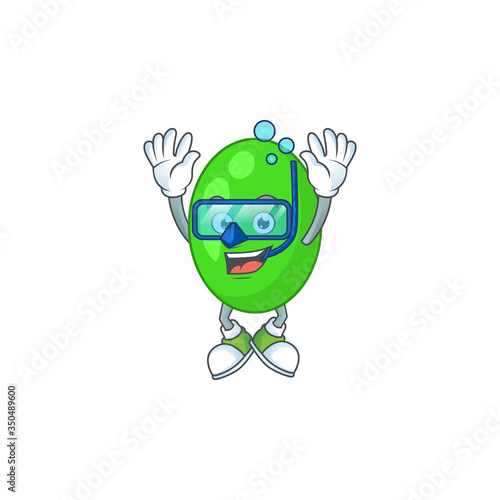 cartoon drawing concept of tetrad wearing cool Diving glasses ready to swim