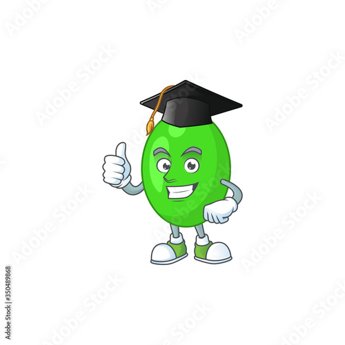 Happy face Mascot design concept of tetrad wearing a Graduation hat