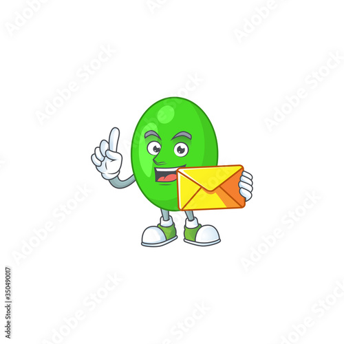 A cartoon picture of tetrad bring brown envelope