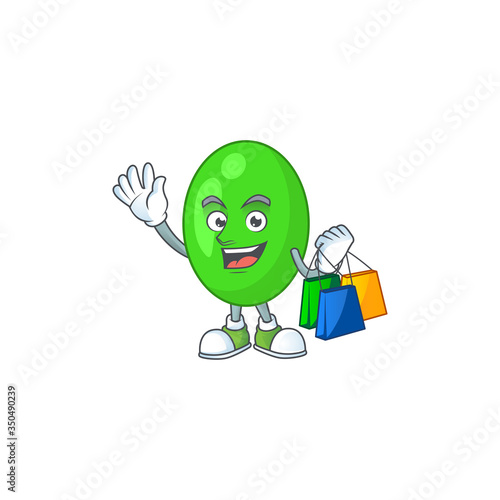 Happy rich tetrad Caricature picture with shopping bags