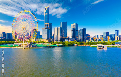 Canvas Print City Scenery of Jinji Lake East CBD, Suzhou City, Jiangsu Province, China