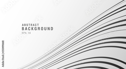 Abstract white and black background, fluid lines forming big wave, artistic white and black composition, graphic design element