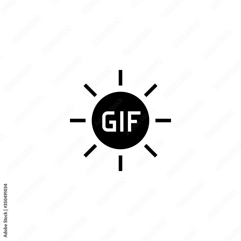 Gif vector icon in black solid flat design icon isolated on white background Gif vector icon in black solid flat design icon isolated on white background