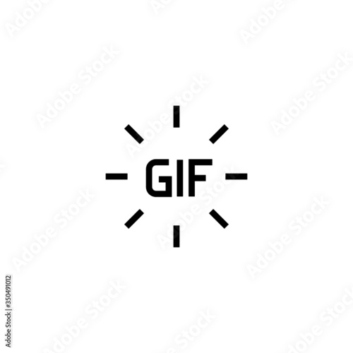 Gif vector icon in linear, outline icon isolated on white background