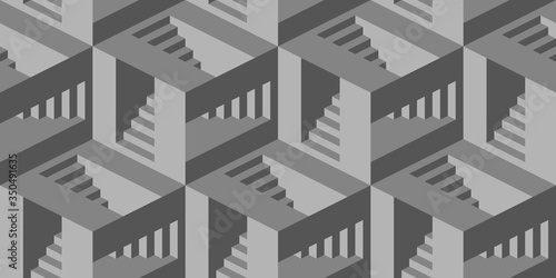 Seamless pattern with stairs making an optical illusion.