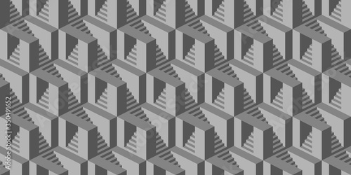 Seamless pattern with stairs making an optical illusion.