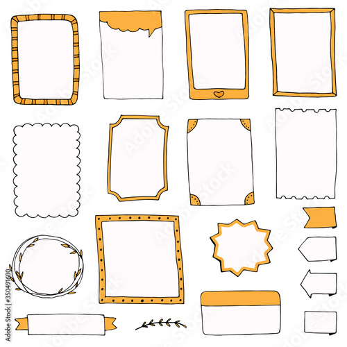 bullet journal hand-drawn frames set