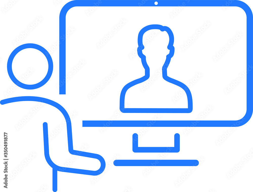 video call icon. people working from home on their computer communicating. video conference video call icon. people working from home on their computer communicating. video conference