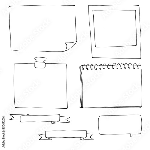set of doodle frames for organizing diary entries