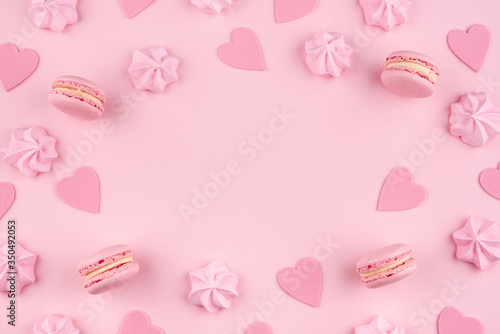 Macarons and meringue for valentines day