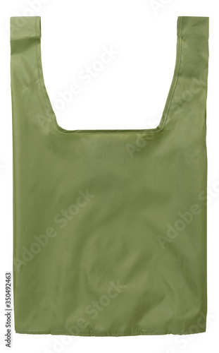 Green foldable shopping bag in pocketsize with clipping path