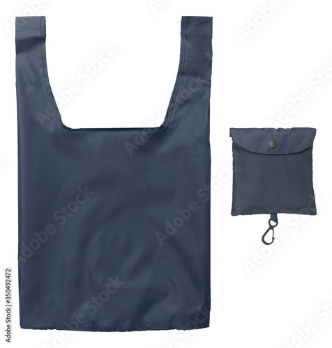 Navy foldable shopping bag in pocketsize with clipping path