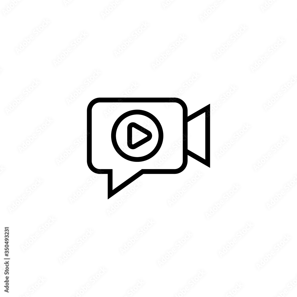 Video chat vector icon in linear, outline icon isolated on white background Video chat vector icon in linear, outline icon isolated on white background
