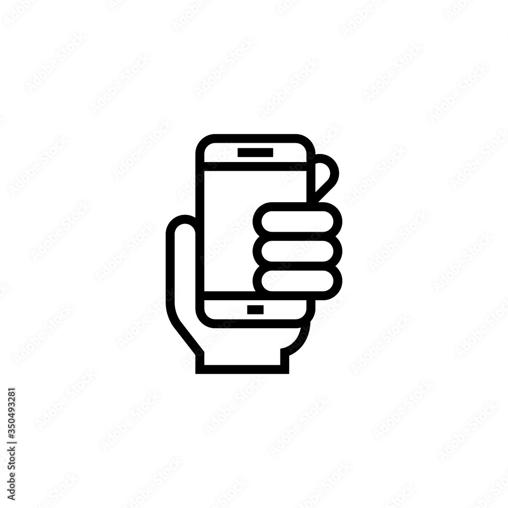 Hand phones vector icon in linear, outline icon isolated on white background Hand phones vector icon in linear, outline icon isolated on white background