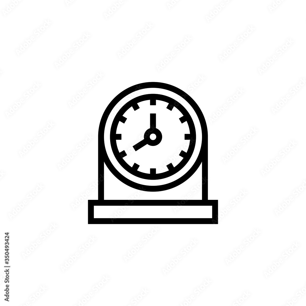 Table clock vector icon in linear, outline icon isolated on white background Table clock vector icon in linear, outline icon isolated on white background