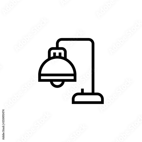 Table lamp vector icon in linear, outline icon isolated on white background