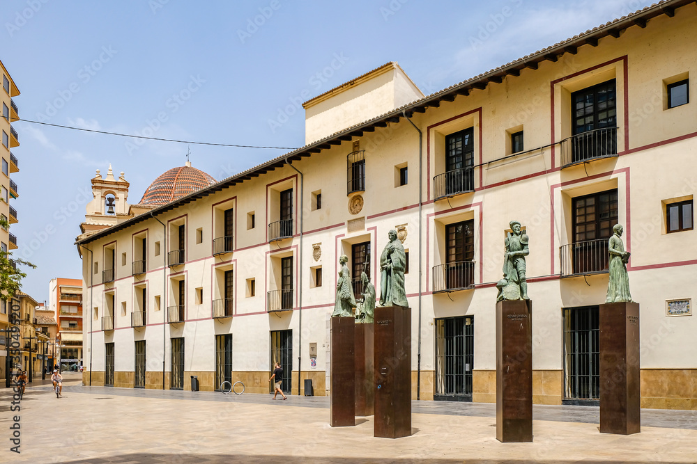 Palace facade in spain with busts