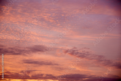 Panorama photo twilight sky background. Colorful Sunset sky and cloud.