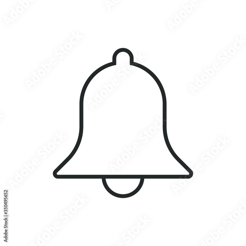 Bell icon vector. Notification and alarm symbol. Flat shape application interface sign button. Christmas decoration logo. Outline silhouette isolated on white background.