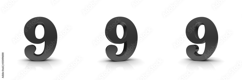 9 nine number 3d black sign 9 nine number 3d black sign