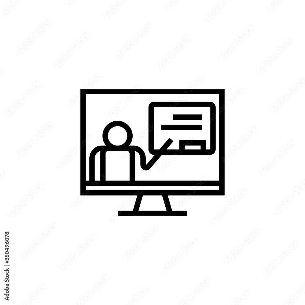 Teach online vector icon in linear, outline icon isolated on white background Teach online vector icon in linear, outline icon isolated on white background