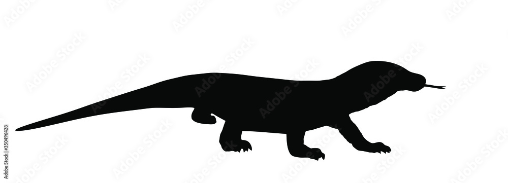 Komodo dragon vector silhouette illustration isolated on white ...