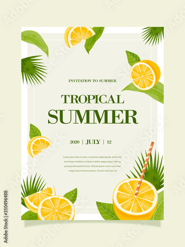 Summer tropical poster. Tropical background illustration