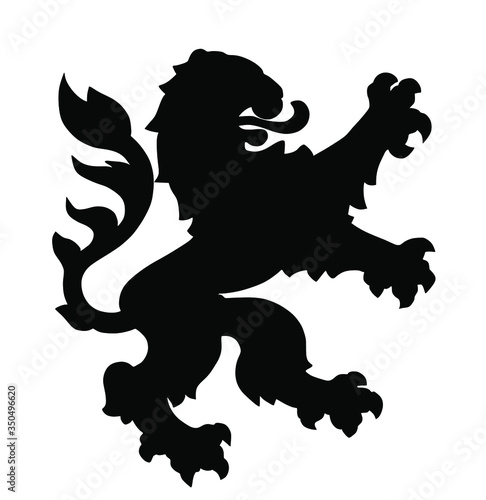 Heraldic Lion animal symbol coat of arms, isolated on white background.