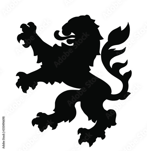 Vector silhouette illustration of Hessen, heraldic lion. Animal symbol from Hesse coat of arms, isolated on white background, Hessen state, Hese Germany. Seal of city in Europe.