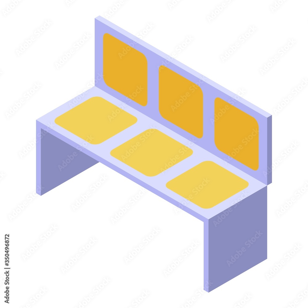 Metro train chairs icon. Isometric of metro train chairs vector icon for web design isolated on white background Metro train chairs icon. Isometric of metro train chairs vector icon for web design isolated on white background