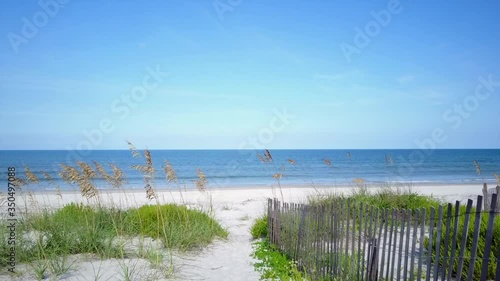 Beautiful path down to beach and blue waters, Ponte Vedra Florida photo