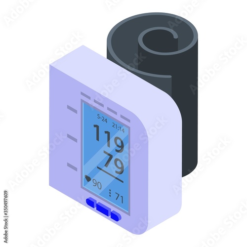 Blood pressure monitor icon. Isometric of blood pressure monitor vector icon for web design isolated on white background