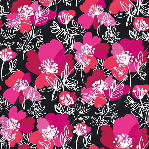 Decorative sketch peony flo...