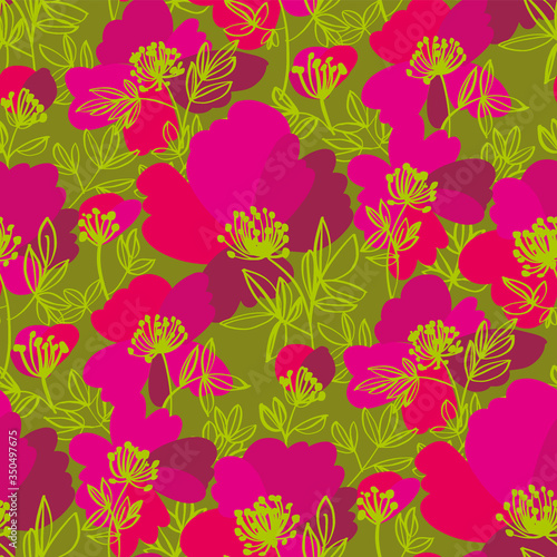 Summer wild meadow flowers seamless pattern