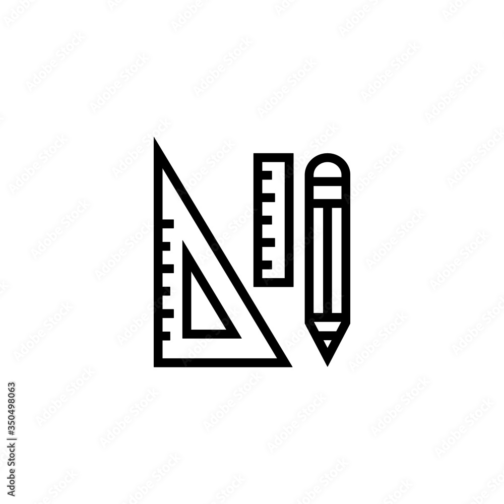 School supplies vector icon in linear, outline icon isolated on white background School supplies vector icon in linear, outline icon isolated on white background