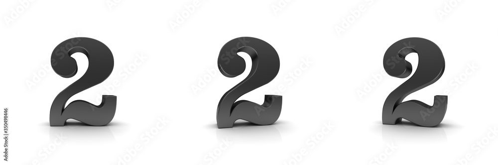 2 two number sign black 3d rendering 2 two number sign black 3d rendering