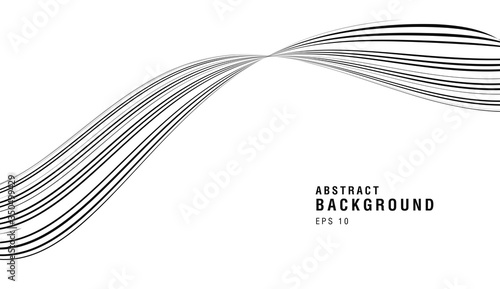 White and black abstract curve made of lines, artistic contrast composition, graphic design element, wallpaper cover